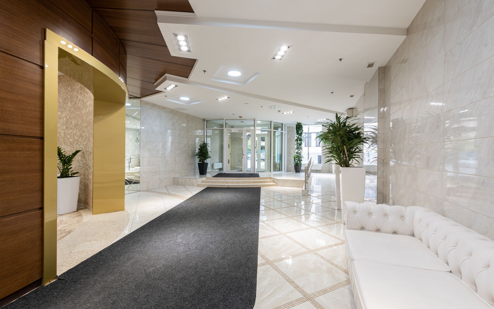 Modern hotel lobby and hard flooring